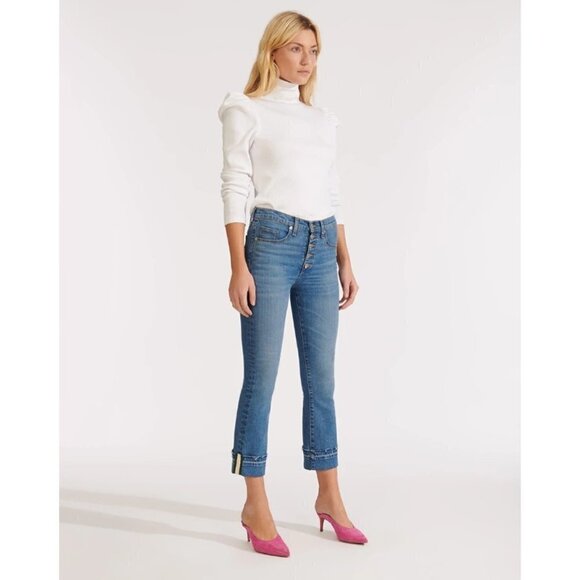 💕VERONICA BEARD💕 Carolyn High-Rise Baby Boot Jeans ~ Pacific Blue 26 NWT - Picture 2 of 14